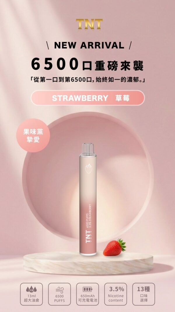 TNT 6500口拋棄式電子煙-草莓 TNT 6500口拋棄式電子煙-草莓
